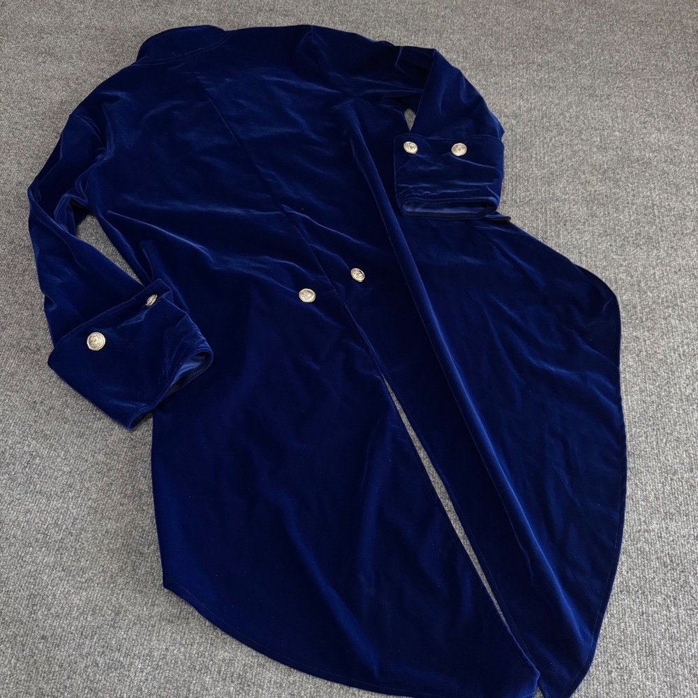 Leg Avenue Blue Velvet Steampunk Tailcoat Jacket Silver Button Costume Medium - Picture 6 of 7